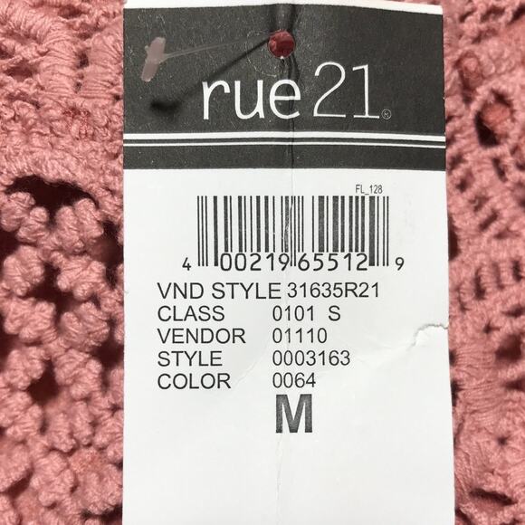 NWT Rue21 Pink Crocheted Round Neckline Sleeveless A-line Midi Dress M - Picture 5 of 7
